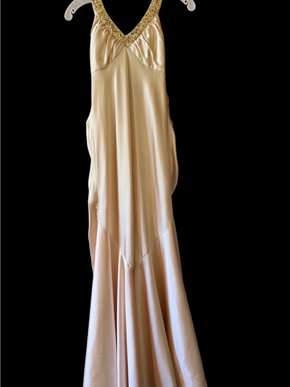 Fabian’s of New York Ivory cream Gown with sequin V-Neck & low back (OLCC)